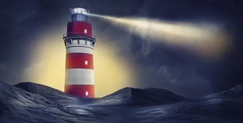 High resolution 3D rendering of a lighthouse イラスト素材