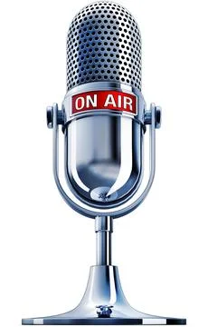 High resolution 3D rendering of a microphone with a on air icon Illustrazione stock