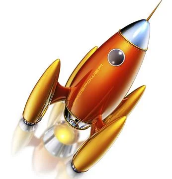 High resolution 3D rendering of a rocket Illustrazione stock