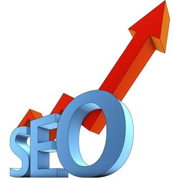 High resolution 3D rendering of a SEO icon with a arrow Stock Illustration