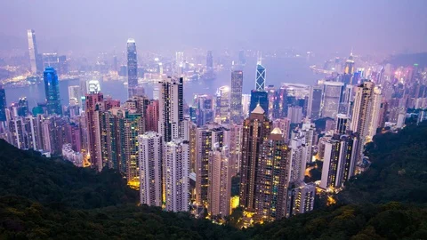 High resolution 4k timelapse view of Hong Kong City during night time Video stock 106822543