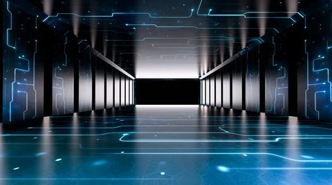 High resolution Abstract Tunnel Path of Digital Technology Background 스톡 일러스트