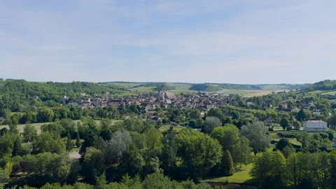 High-resolution aerial footage showcasing the picturesque village of Vermenton Stock Footage 346675996