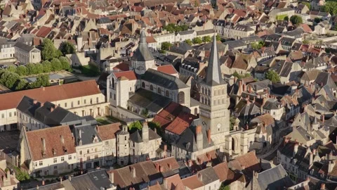 A high-resolution aerial video clip showcasing the picturesque rooftops and Stock Footage 346718773