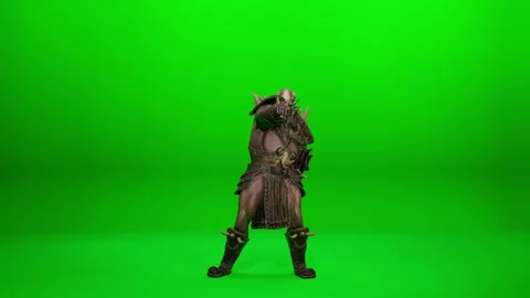High-Resolution Armed Orc Dance on Green Screen Stock Footage 319470300
