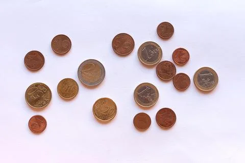 High-Resolution Background Texture of Euro Currency Coins Stock Photos