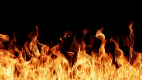 High resolution blazing flames on a black background Видео 102646381
