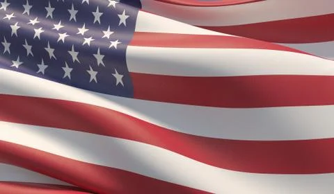 High resolution close-up of American Flag. 3D illustration. Stock-Illustration