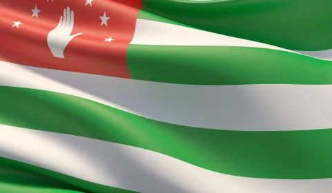 High resolution close-up flag of Abkhazia. 3D illustration. 스톡 일러스트