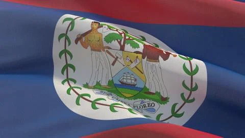 High resolution close-up flag of Belize. 3D illustration. Stock Illustration