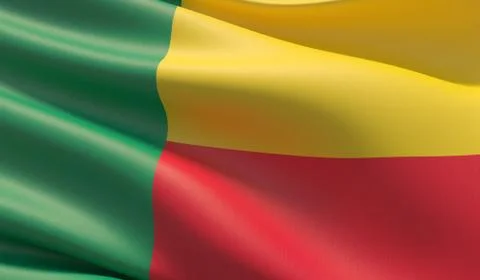 High resolution close-up flag of Benin. 3D illustration. Stock-Illustration