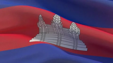 High resolution close-up flag of Cambodia. 3D illustration. 스톡 일러스트
