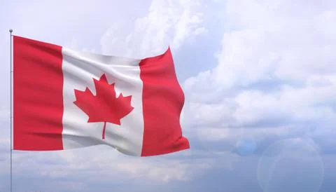 High resolution close-up flag of Canada. 3D illustration. Illustrazione stock