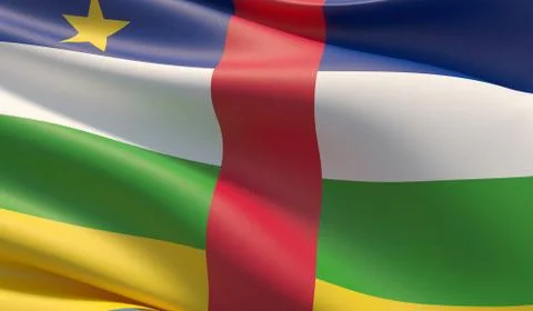 High resolution close-up flag of Central African Republic. 3D illustration. Stock-Illustration