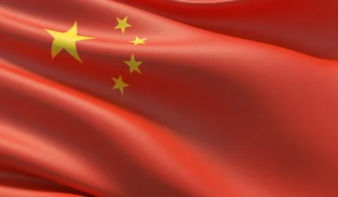 High resolution close-up flag of China. 3D illustration. Stock-Illustration