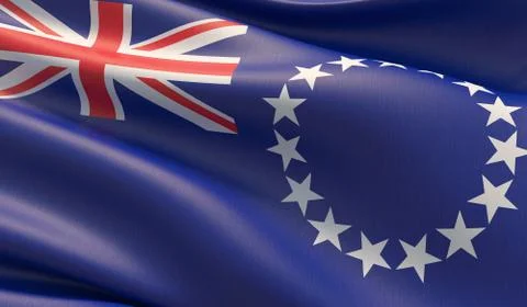 High resolution close-up flag of Cook Islands. 3D illustration. Stock-Illustration