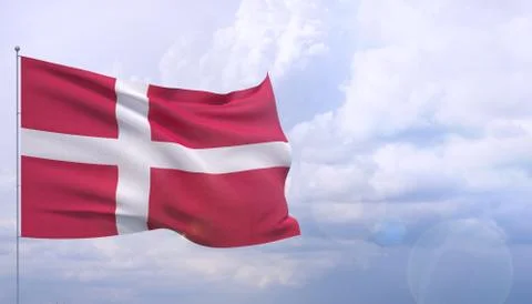 High resolution close-up flag of Denmark. 3D illustration. Stock-Illustration