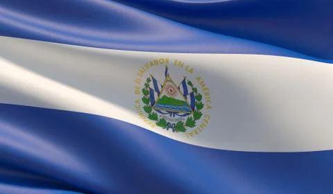 High resolution close-up flag of El Salvador. 3D illustration. Illustrazione stock