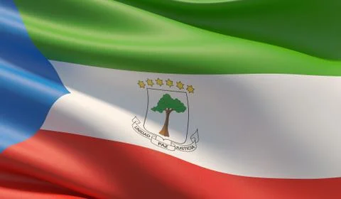 High resolution close-up flag of Equatorial Guinea. 3D illustration. Stock-Illustration