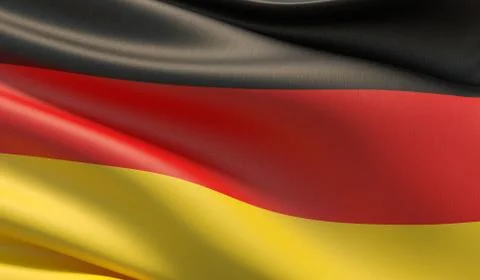 High resolution close-up flag of Germany. 3D illustration. Ilustração Stock