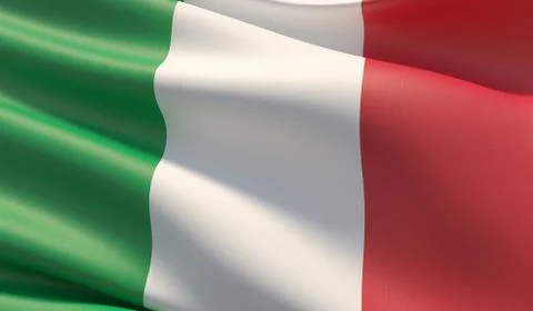 High resolution close-up flag of Italy. 3D illustration. Stock Illustration