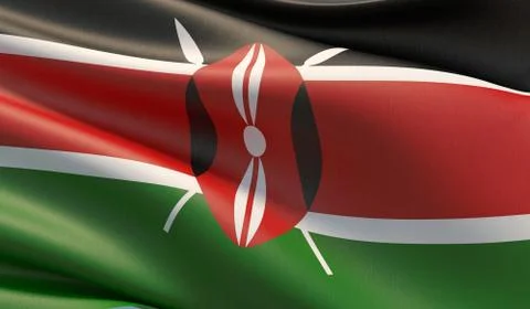 High resolution close-up flag of Kenya. 3D illustration. Stock-Illustration