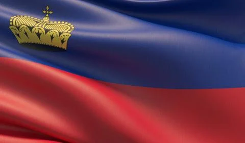 High resolution close-up flag of Liechtenstein. 3D illustration. Stock-Illustration