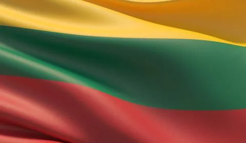 High resolution close-up flag of Lithuania. 3D illustration. 스톡 일러스트