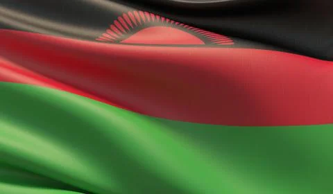 High resolution close-up flag of Malawi. 3D illustration. Stock-Illustration