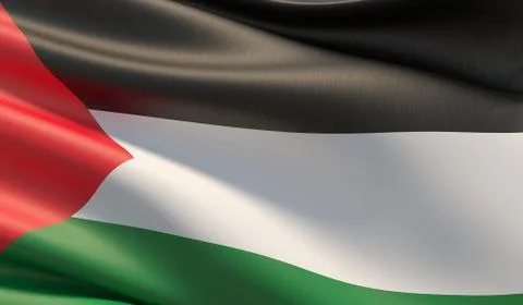 High resolution close-up flag of Palestine. 3D illustration. Stock-Illustration