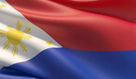 High resolution close-up flag of Philippines . 3D illustration. Stock-Illustration