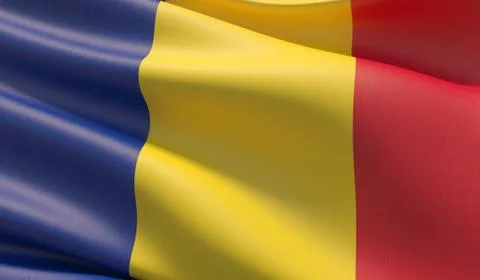 High resolution close-up flag of Romania. 3D illustration. Stock-Illustration