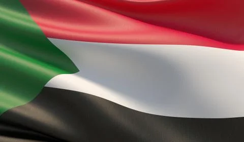 High resolution close-up flag of Sudan. 3D illustration. Stock-Illustration
