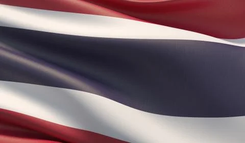 High resolution close-up flag of Thailand. 3D illustration. Stock Illustration