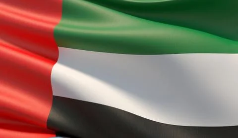 High resolution close-up flag of United Arab Emirates. 3D illustration. Stock-Illustration