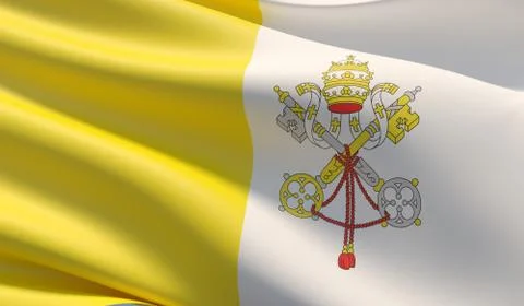 High resolution close-up flag of Vatican City. 3D illustration. Stock-Illustration