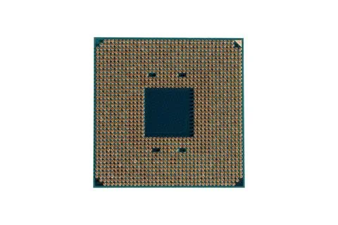High resolution CPU underside with gold contact pin grid Stock Photos