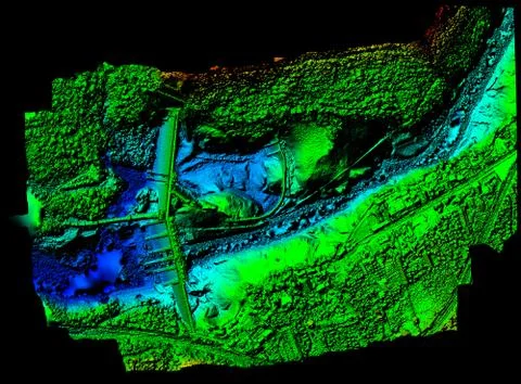 High resolution digital elevation model of Agoyan hydroelectric dam in Baños de Фото