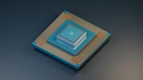 A high resolution digital representation of a modern computer central proce.. Stock Illustration