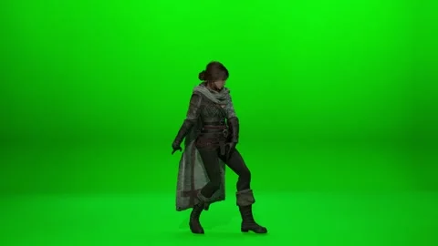 High-Resolution Female Ranger Dance on Green Screen Stock Footage 320386835