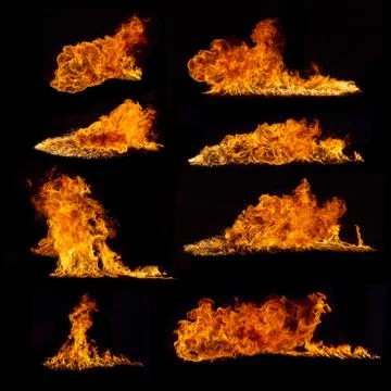 High resolution fire collection on black background Illustrazione stock