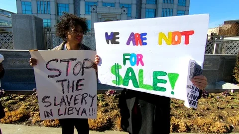 High resolution footage of protests against Libyan slavery  Video stock 85530157