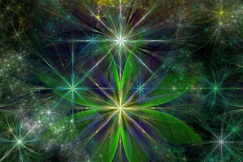 High resolution fractal flower background with an intricate decorative patter Ilustração Stock