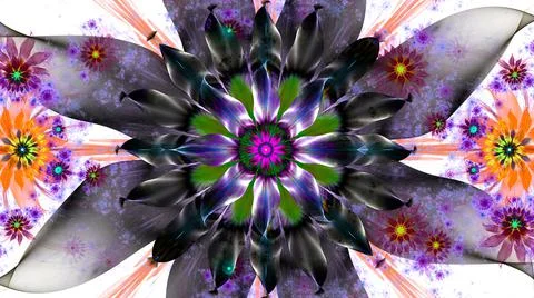 High resolution fractal flower background in vivid colors. Stock Illustration