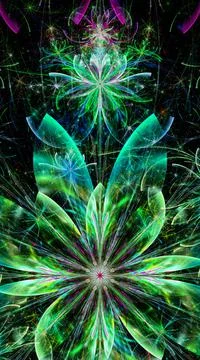High resolution fractal flower background in bright colors. Ilustração Stock