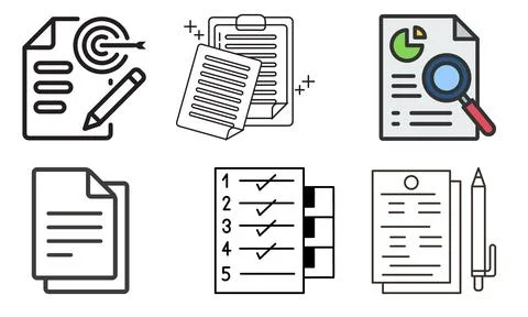High resolution icon packs on white background, black icons on white Stock Illustration