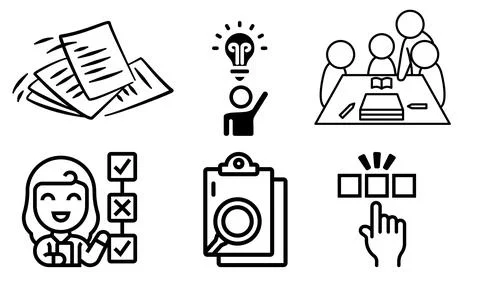 High resolution icon packs on white background, black icons on white Stock Illustration