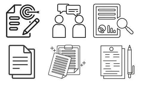 High resolution icon packs on white background, black icons on white Stock Illustration