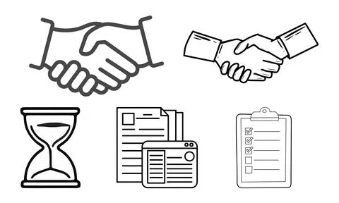 High resolution icon packs on white background, black icons on white Stock Illustration