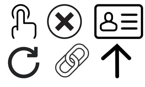 High resolution icon packs on white background, black icons on white Stock Illustration